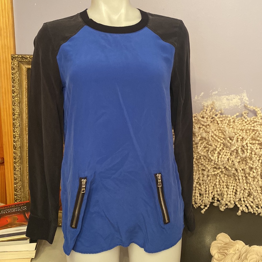 Silk color block top